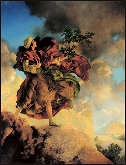 Princess Parizade Bringing Home the Singing Tree by Maxfield Parrish